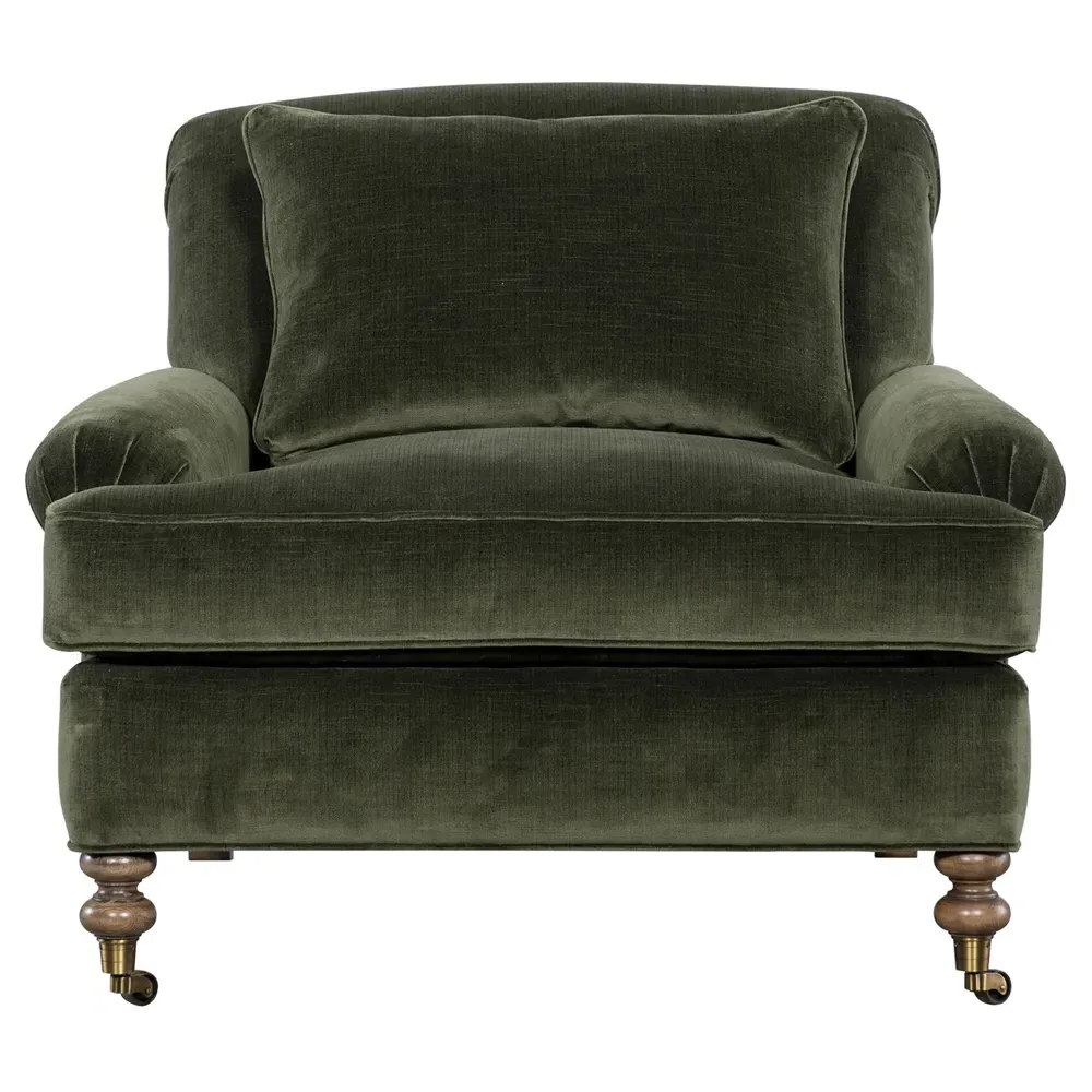 Carter Caster Chair and a Half - Green, Velvet