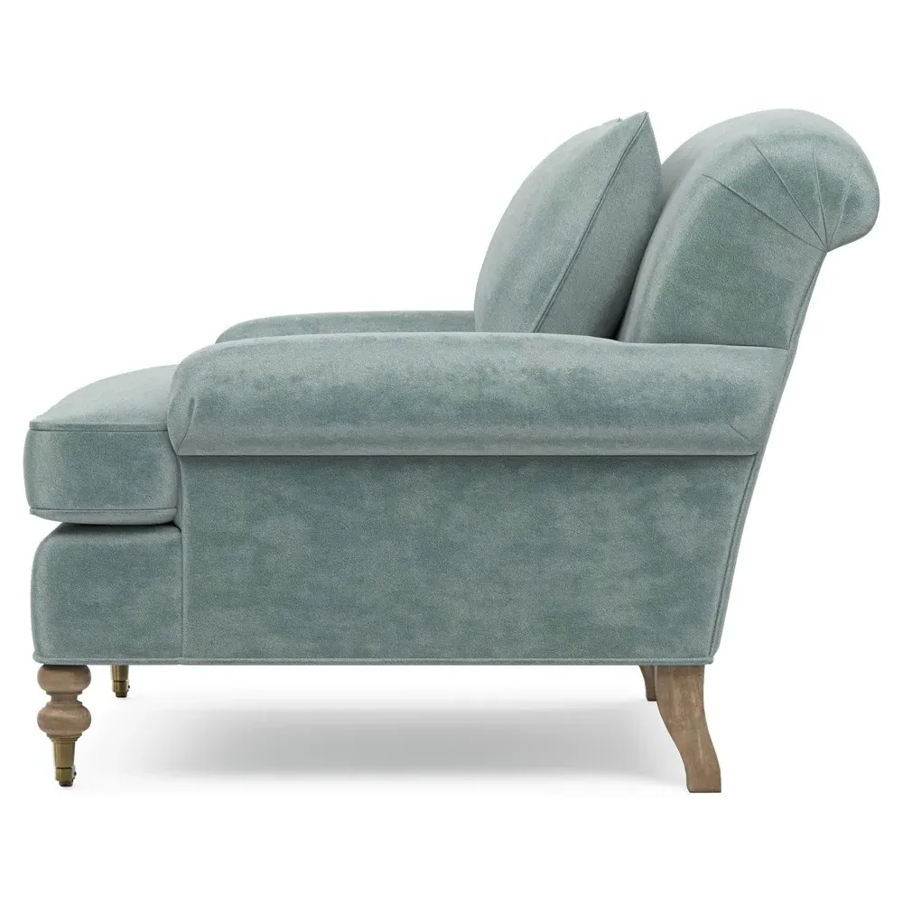 Carter Caster Chair and a Half - Light Blue, Velvet