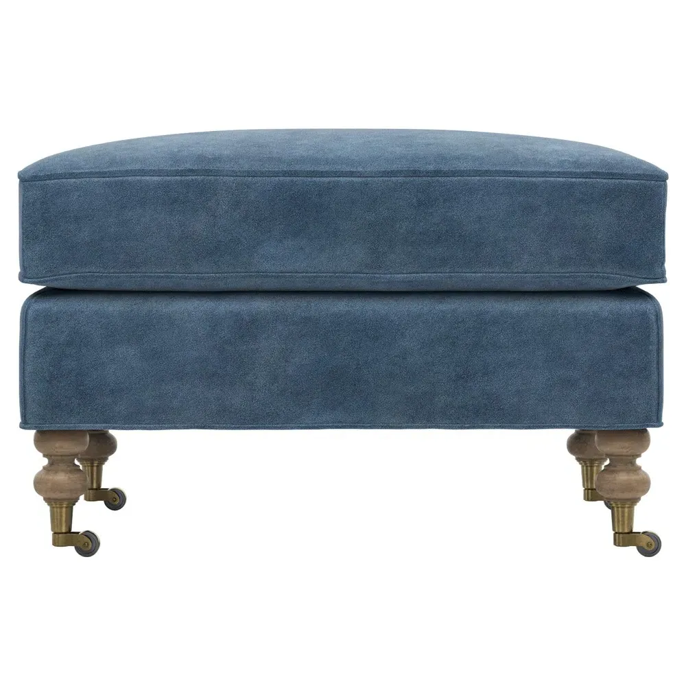 Carter Caster Rectangular Ottoman - Blue, Velvet image