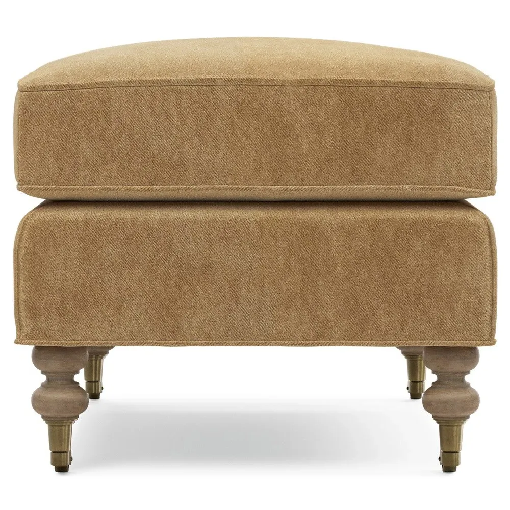 Carter Caster Rectangular Ottoman - Brown, Velvet
