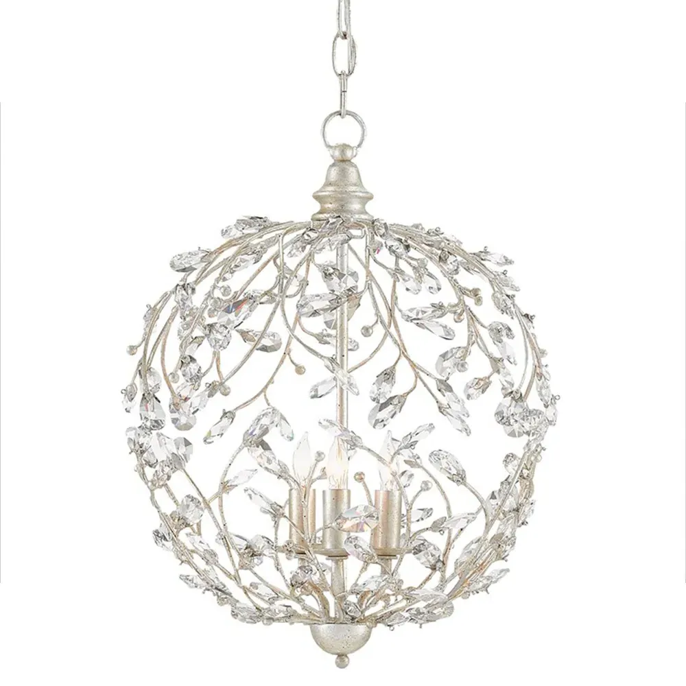 Carter Globe Chandelier with Crystal Vine - Silver