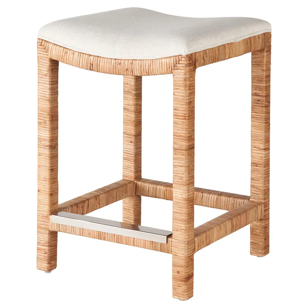 Carter Rattan Counter Stool - Ivory, Crypon Performance