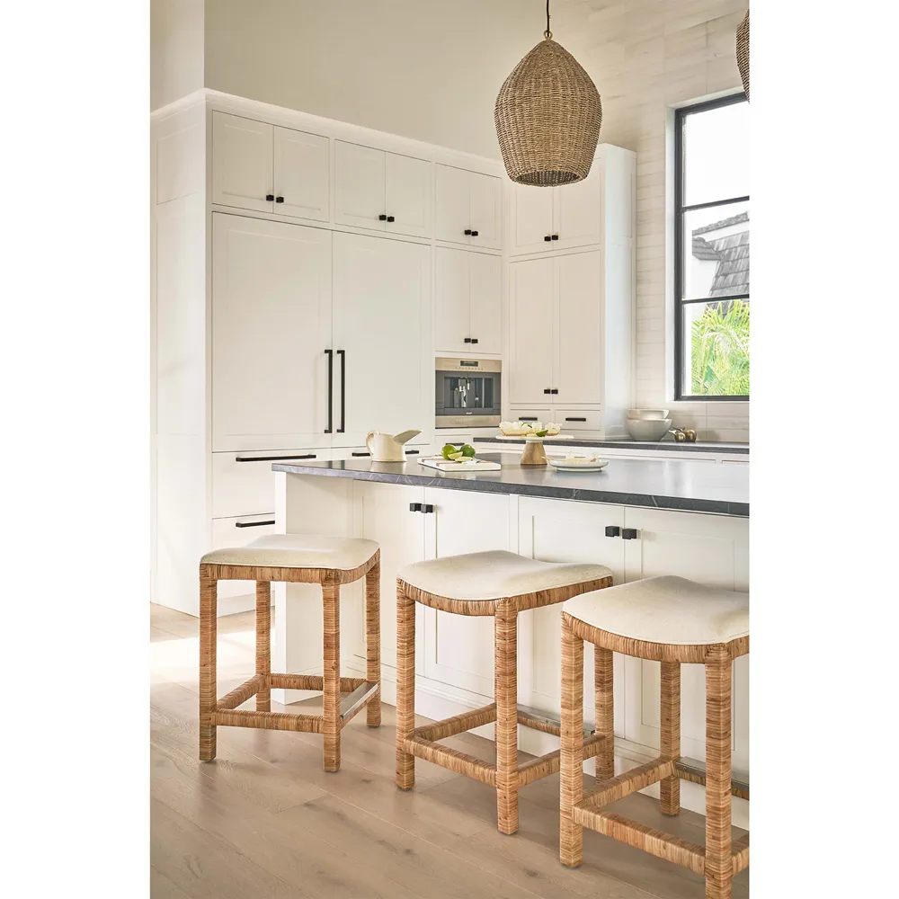 Carter Rattan Counter Stool - Ivory, Crypon Performance