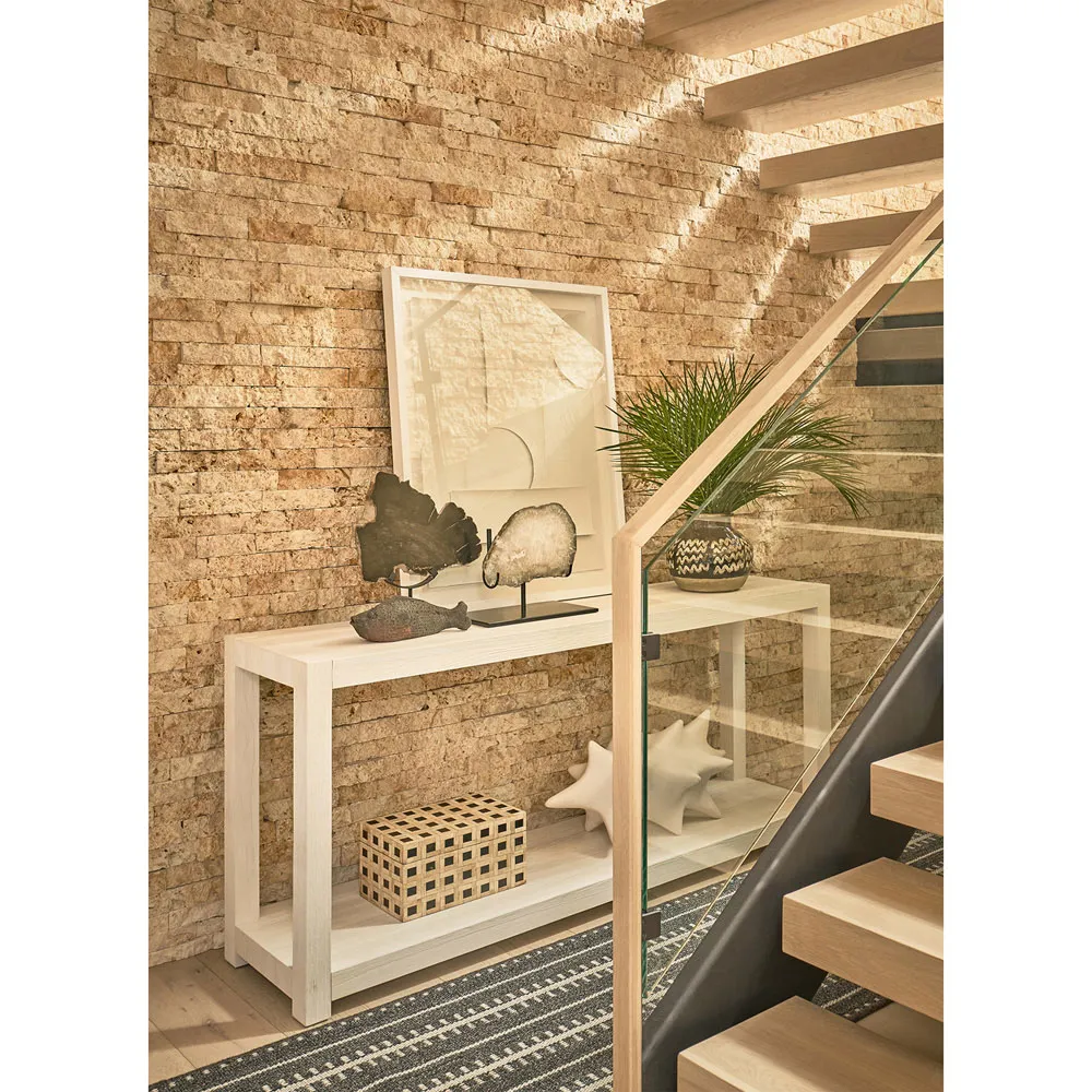 Carter Rectangular Console Table - White Sand, Oak