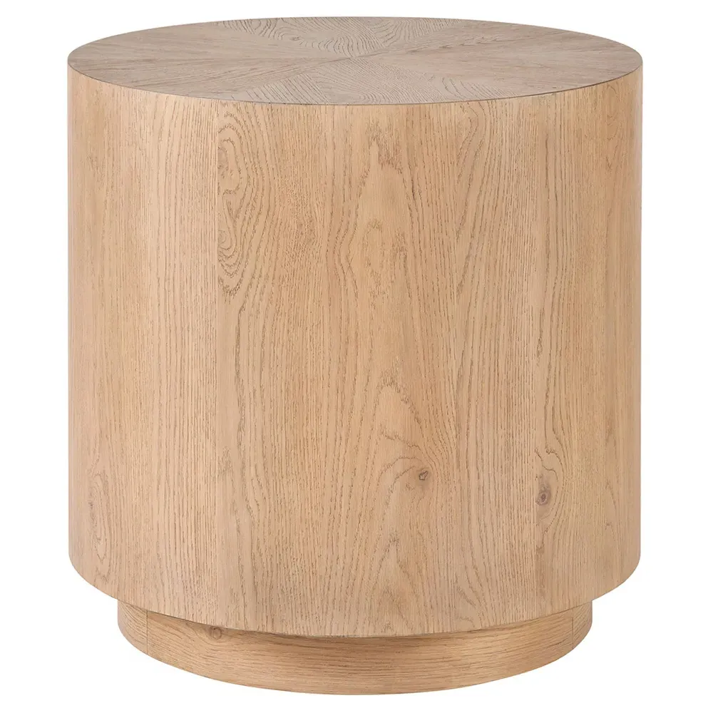 Carter Round Drum End Table - Brown, Oak