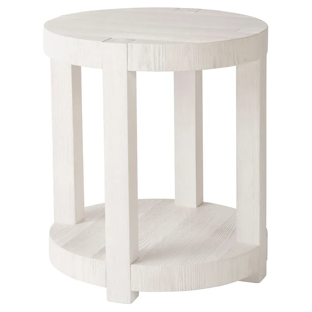 Carter Round End Table - White Sand, Oak