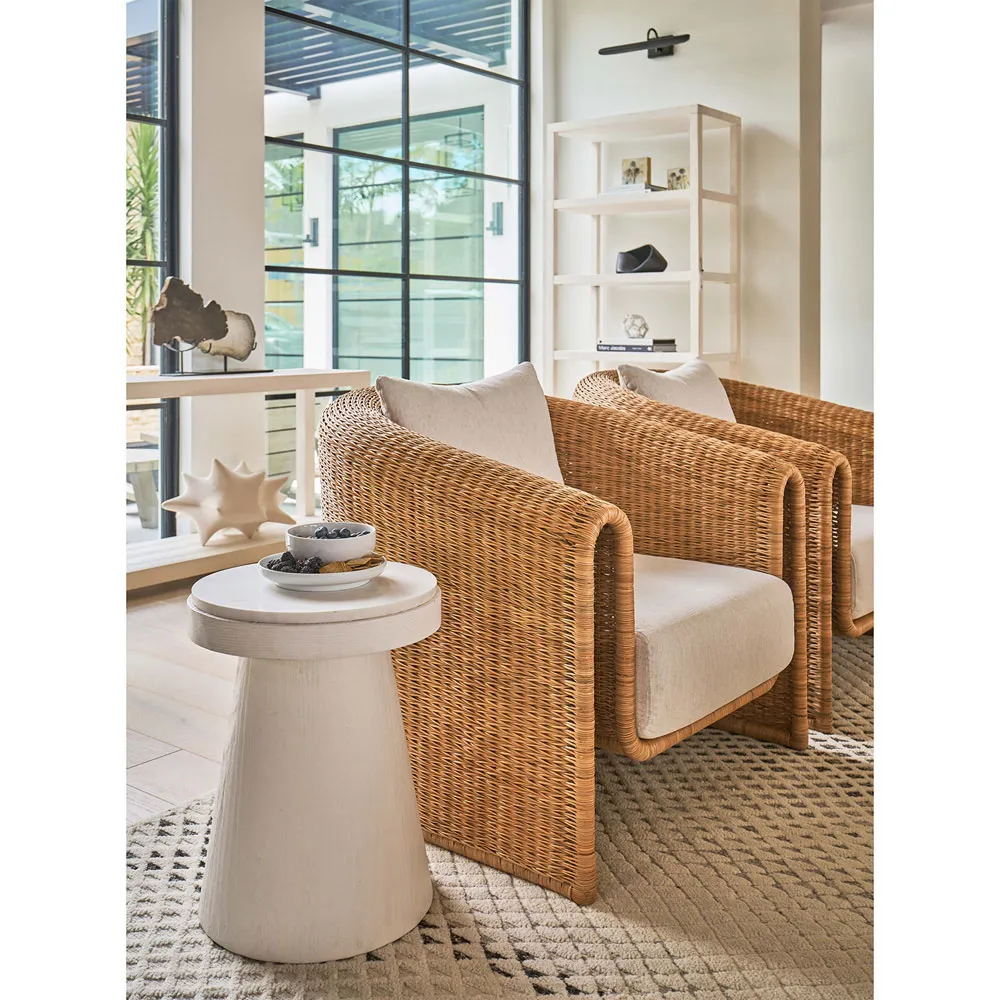 Carter Round Pedestal Side Table - White Sand, Stone