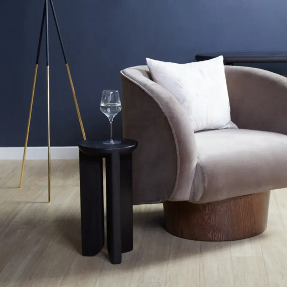 Carter Round Side Table - Black, Oak