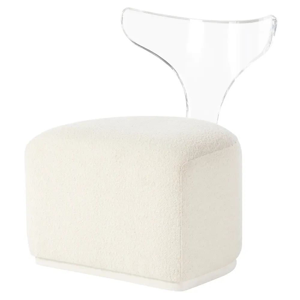 Carter Upholstered Acrylic Swivel Chair - Off White