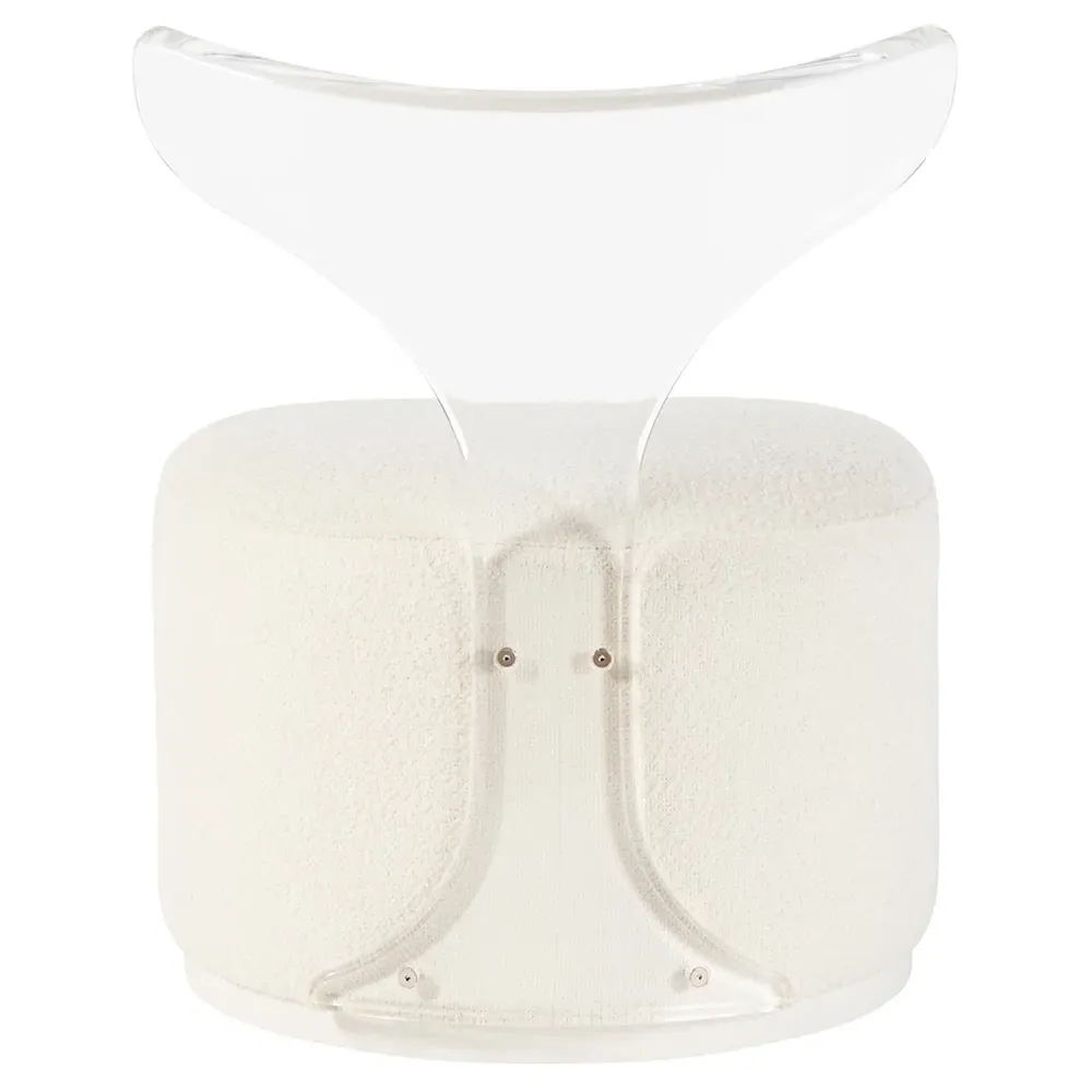 Carter Upholstered Acrylic Swivel Chair - Off White