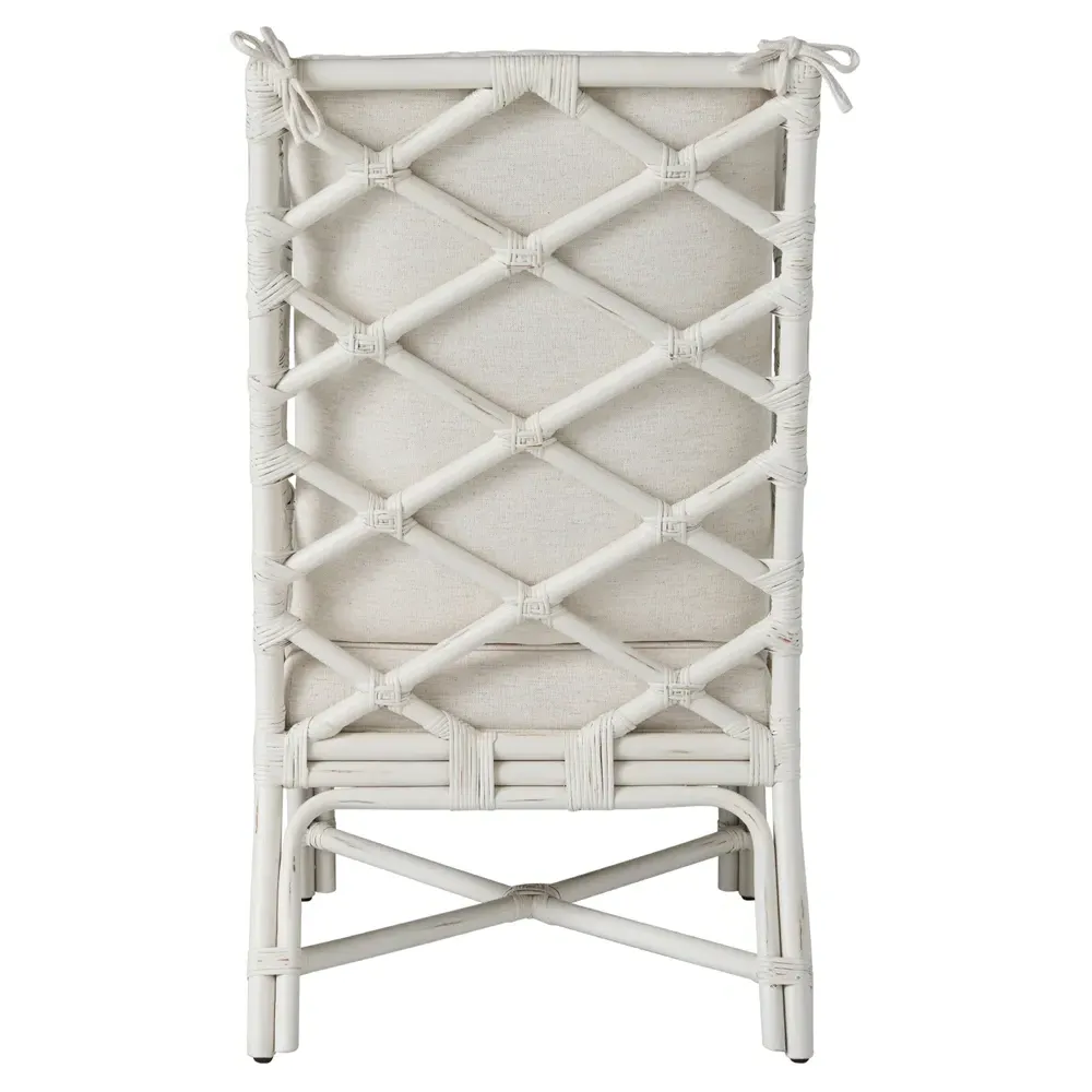 Carter Wing Back Dining Arm Chair - White, Rattan