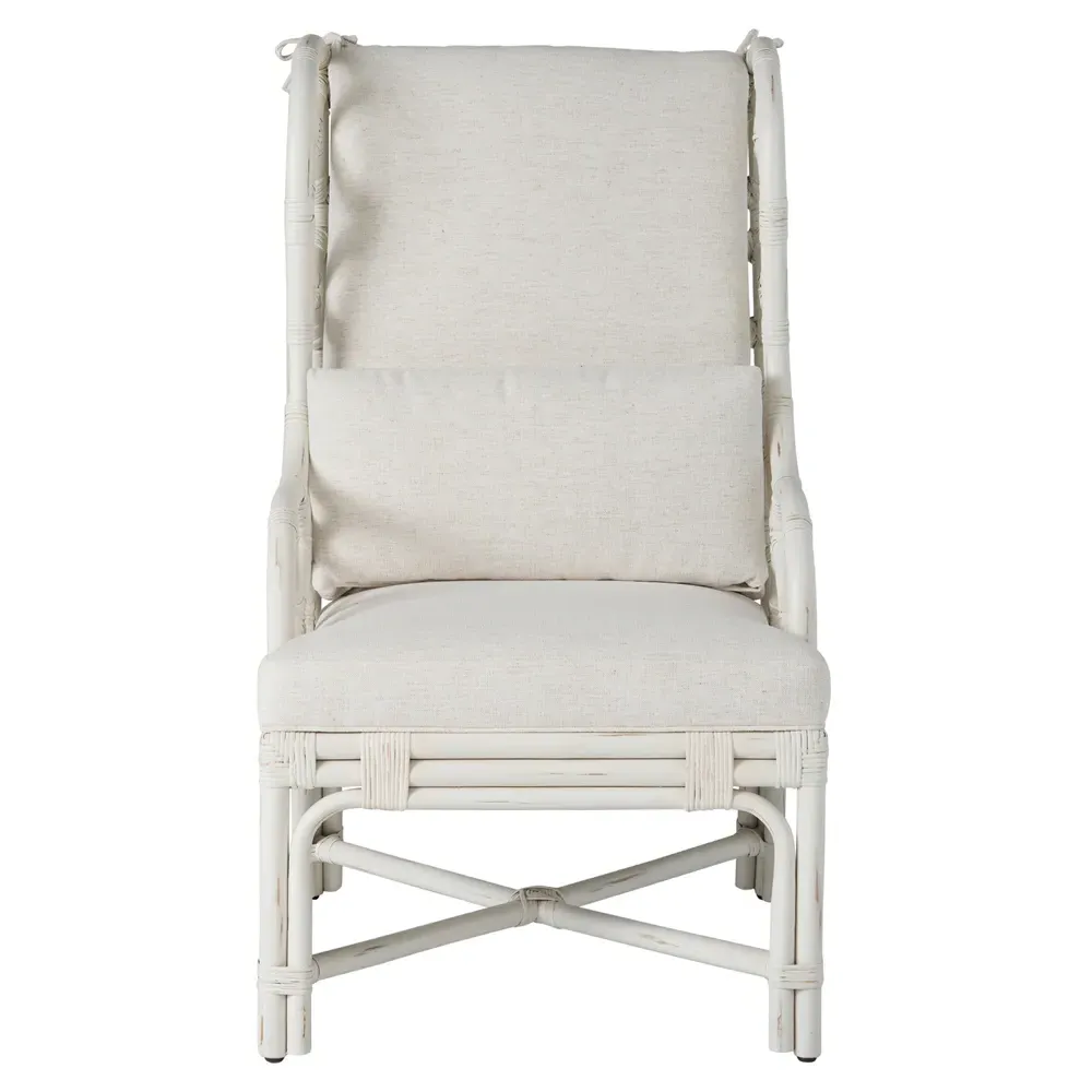 Carter Wing Back Dining Arm Chair - White, Rattan