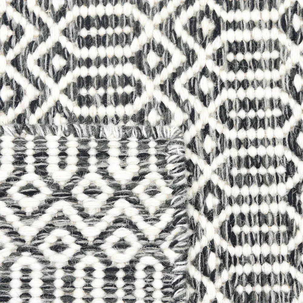 Carys Diamond Patterned Rug - Charcoal, Wool