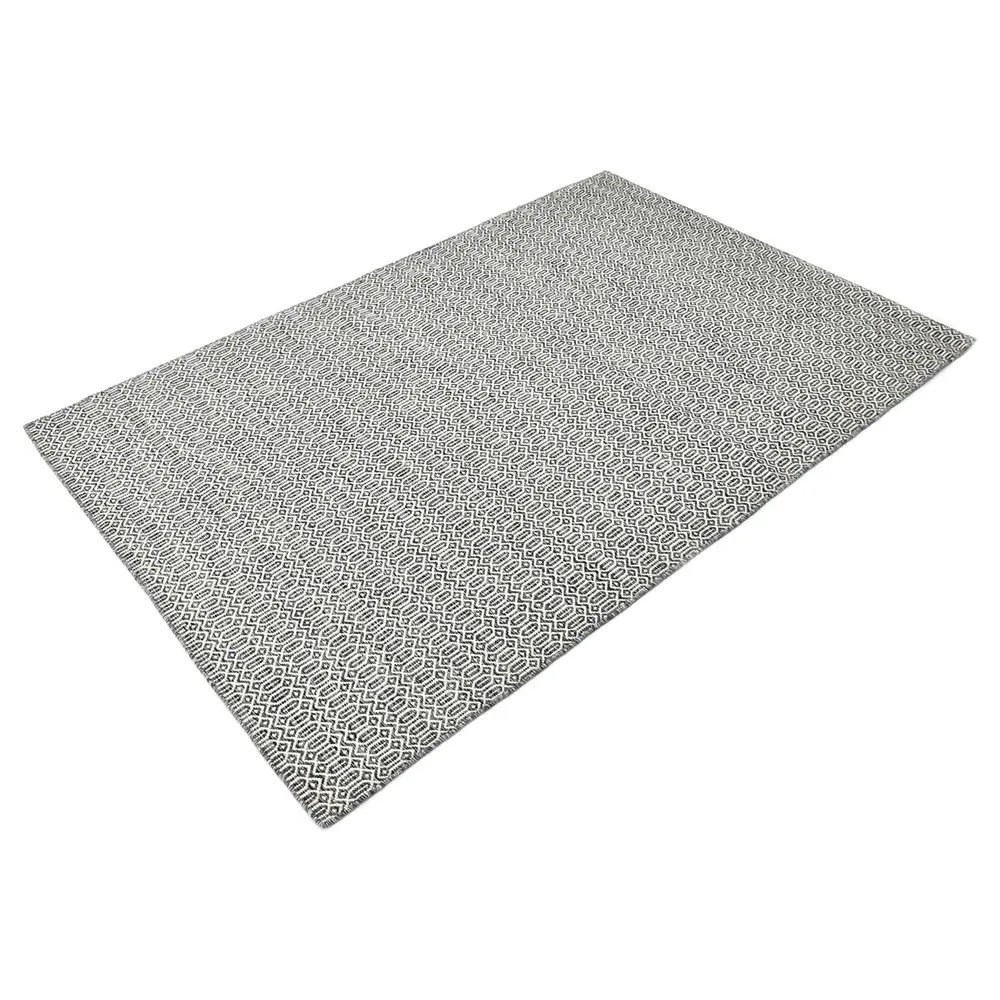 Carys Diamond Patterned Rug - Charcoal, Wool