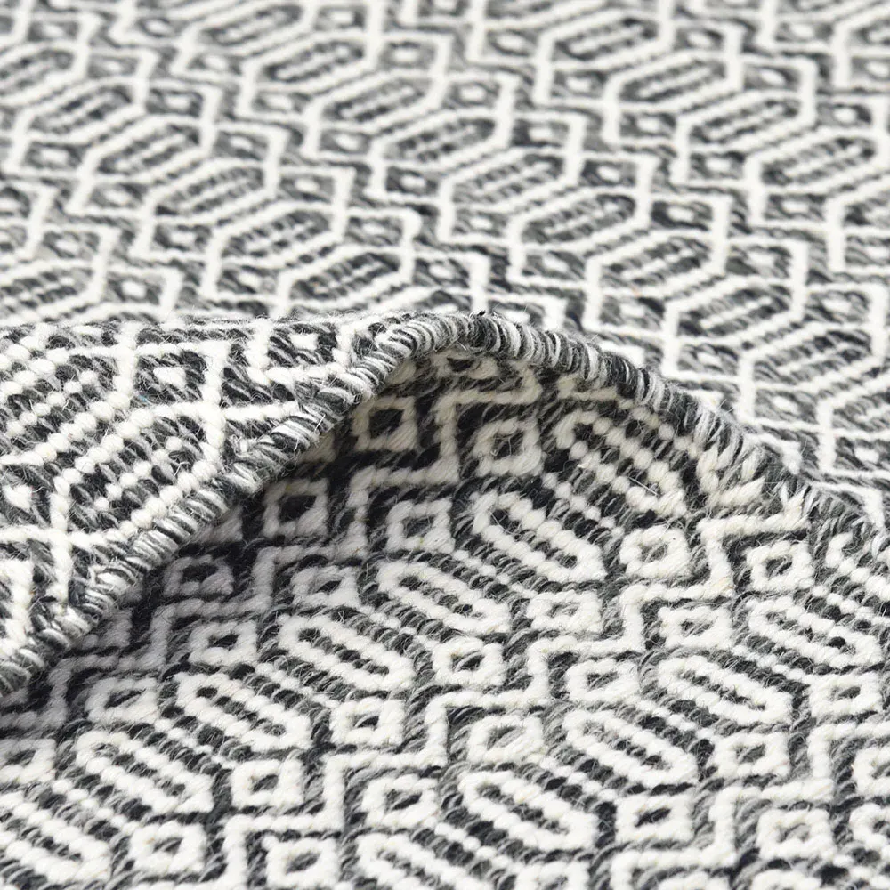 Carys Diamond Patterned Rug - Charcoal, Wool