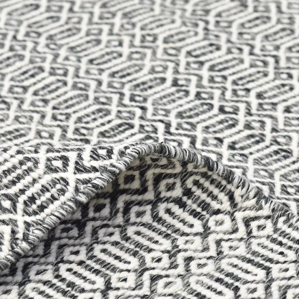 Carys Diamond Patterned Rug - Charcoal, Wool