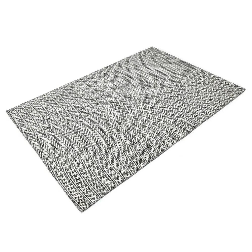 Carys Diamond Patterned Rug - Charcoal, Wool