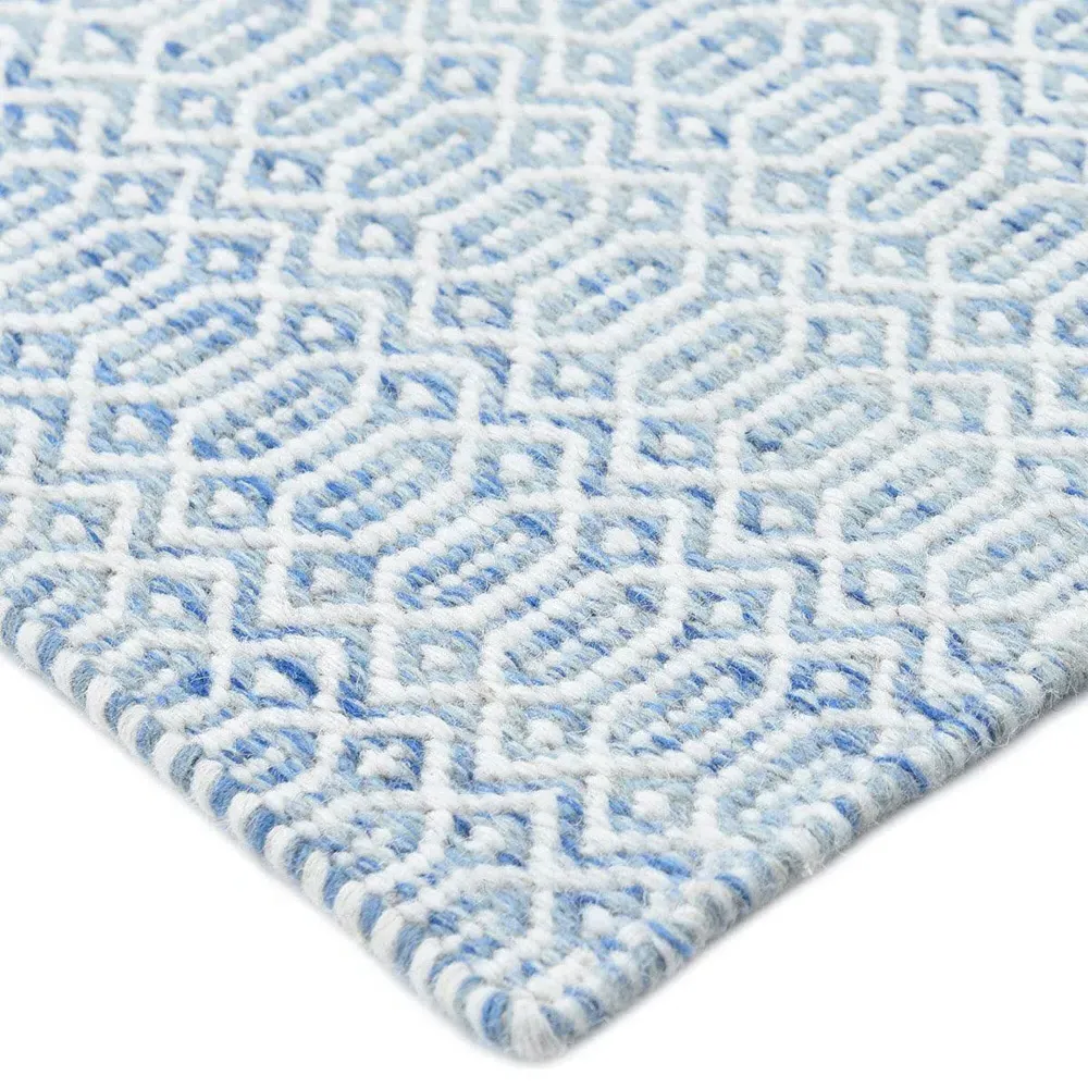 Carys Diamond Patterned Rug - Cloud Blue, Wool