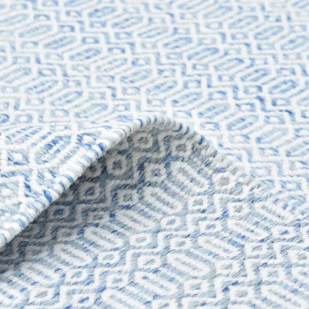 Carys Diamond Patterned Rug - Cloud Blue, Wool