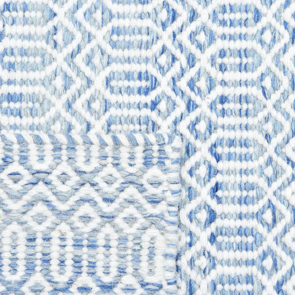 Carys Diamond Patterned Rug - Cloud Blue, Wool