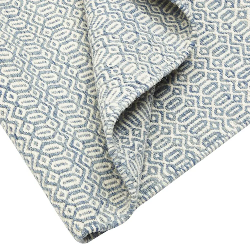 Carys Diamond Patterned Rug - Cloud Blue, Wool