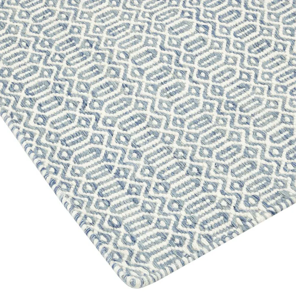Carys Diamond Patterned Rug - Cloud Blue, Wool
