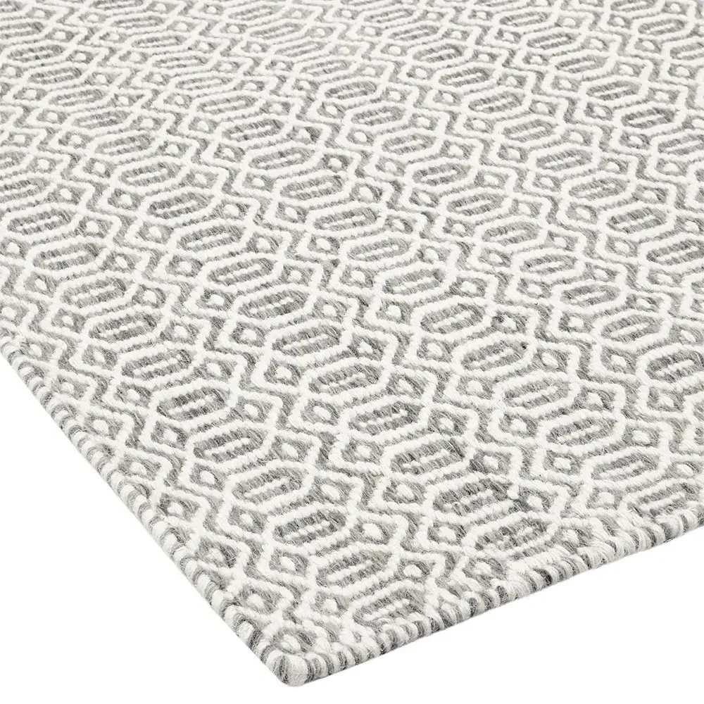 Carys Diamond Patterned Rug - Slate Grey, Wool