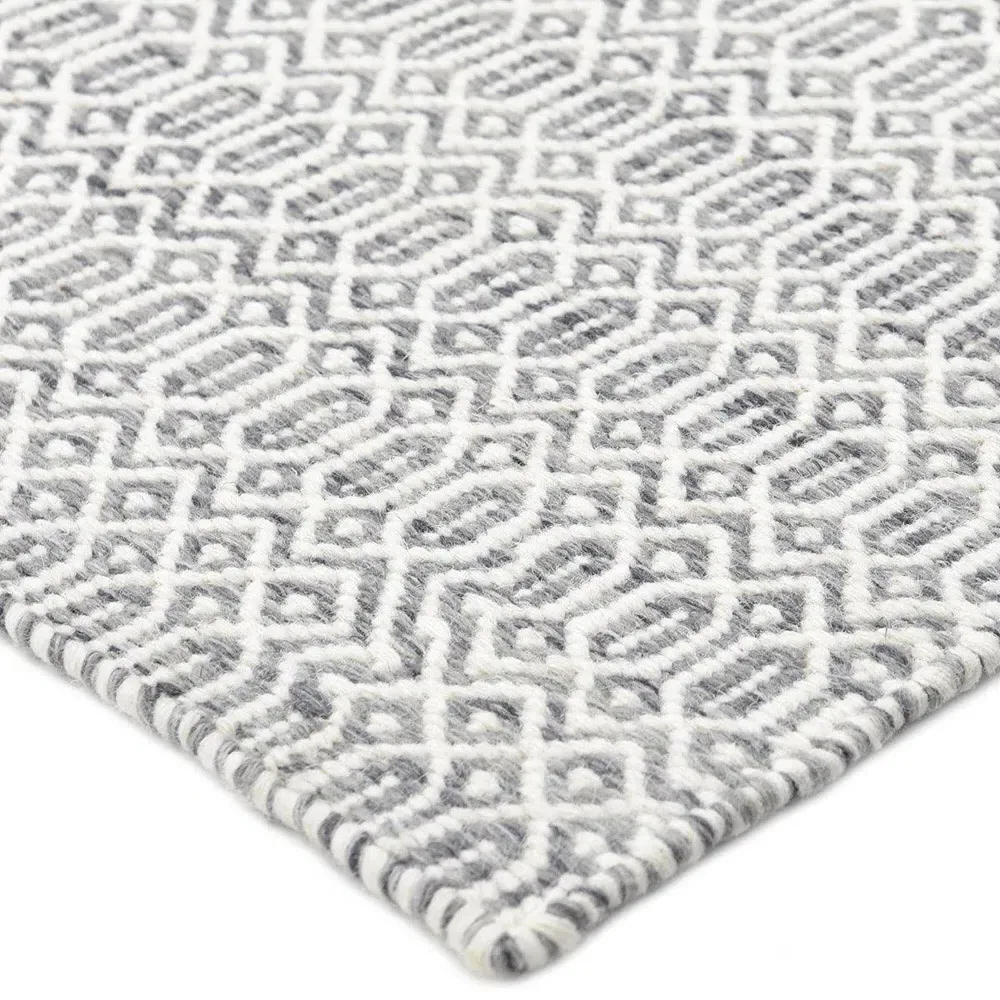 Carys Diamond Patterned Rug - Slate Grey, Wool
