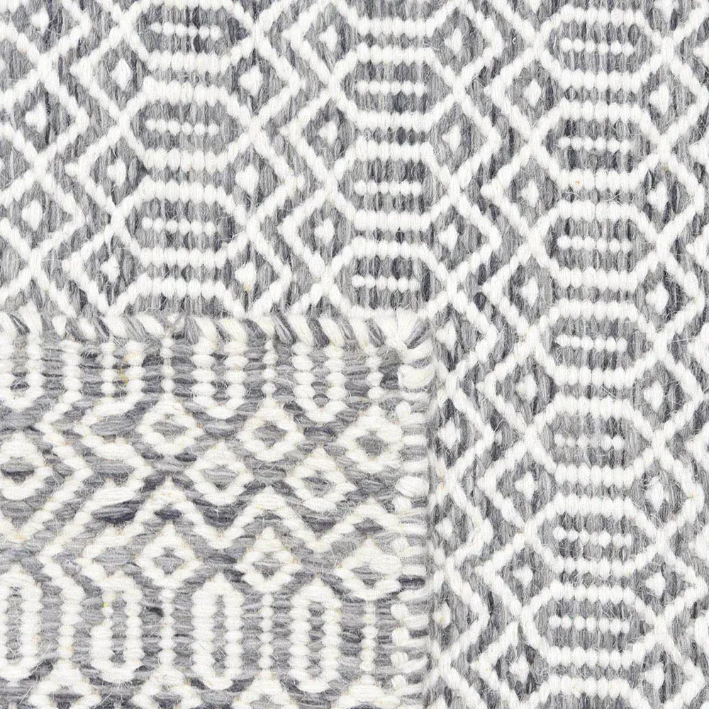 Carys Diamond Patterned Rug - Slate Grey, Wool