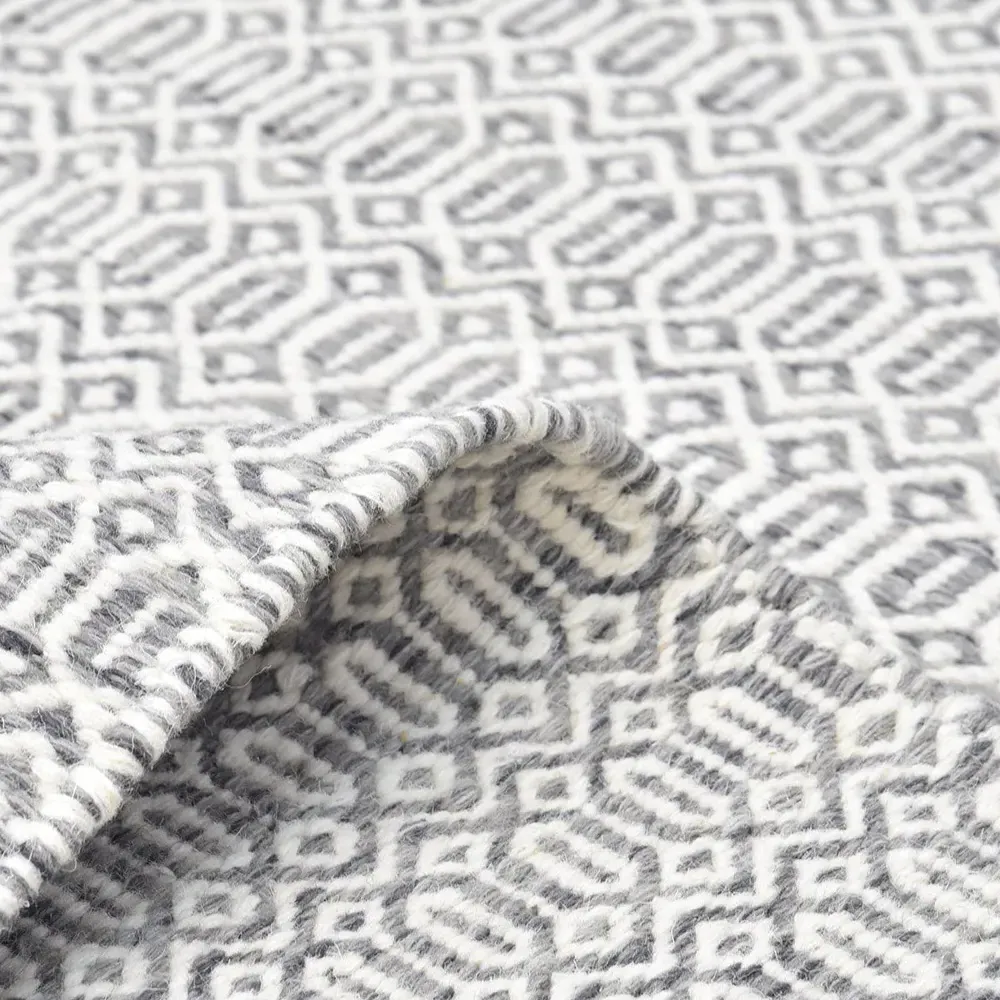 Carys Diamond Patterned Rug - Slate Grey, Wool