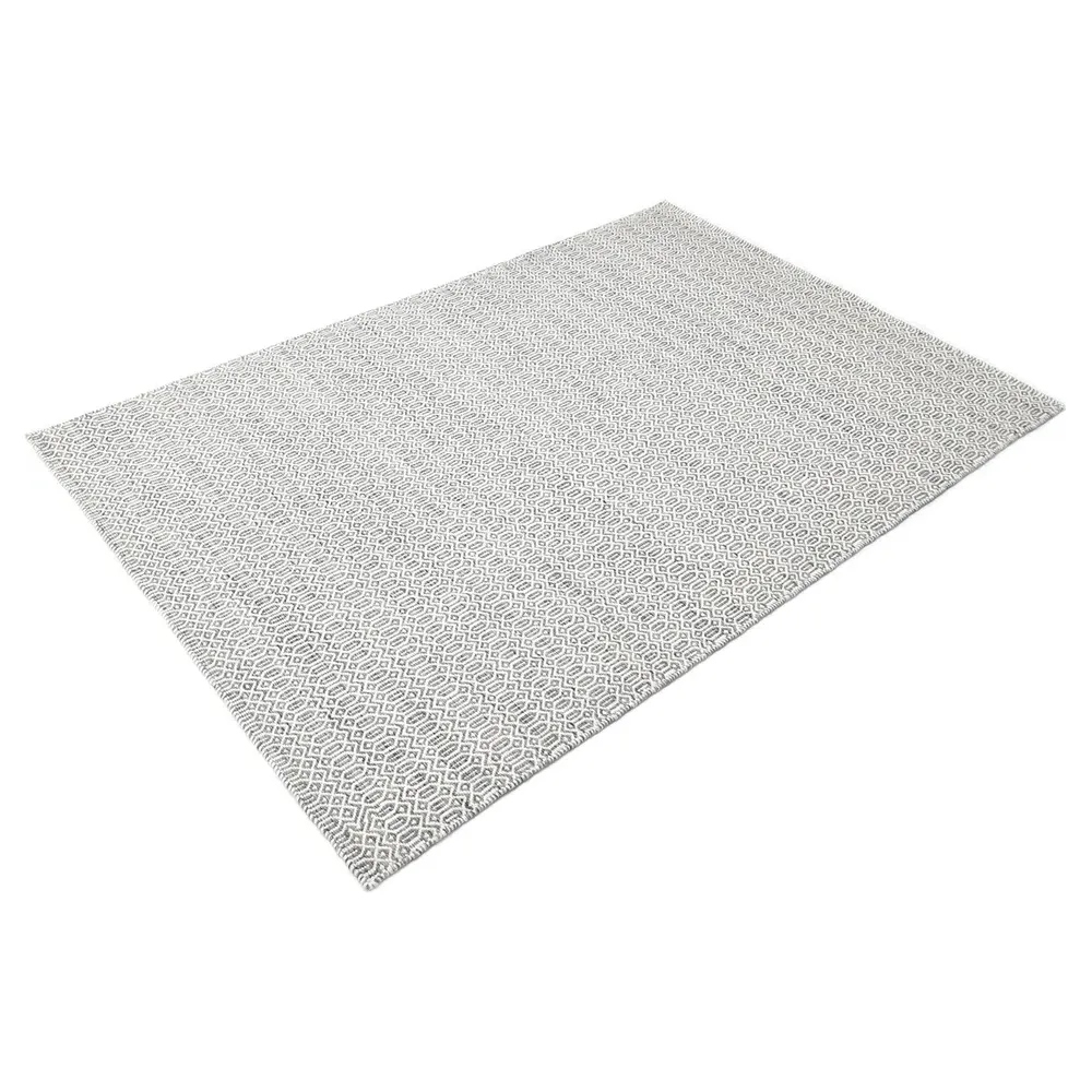 Carys Diamond Patterned Rug - Slate Grey, Wool