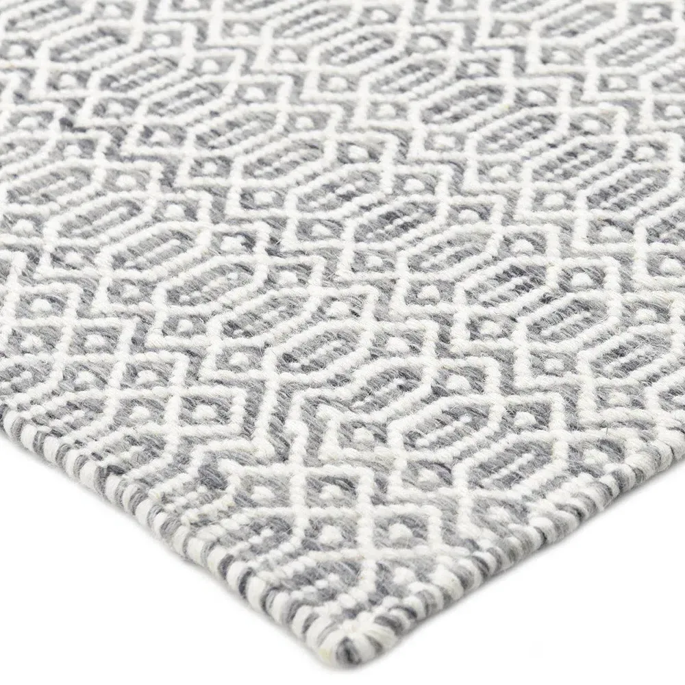 Carys Diamond Patterned Rug - Slate Grey, Wool