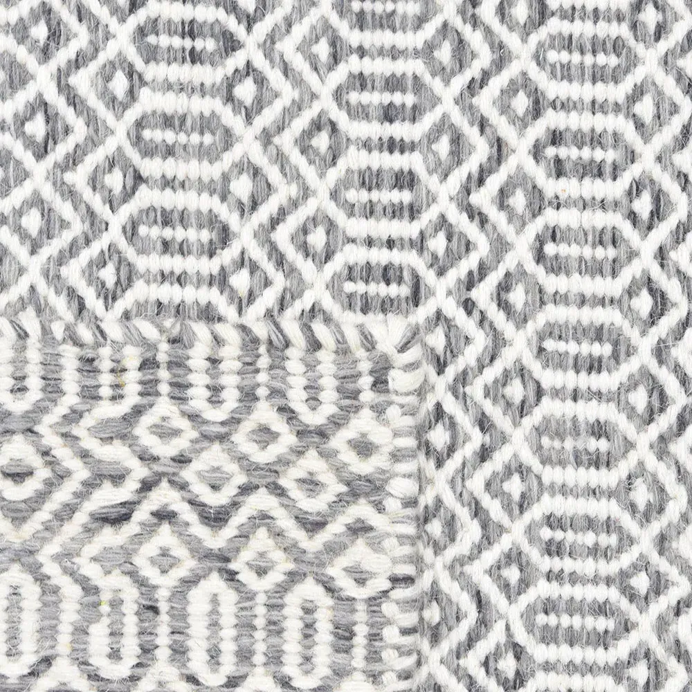 Carys Diamond Patterned Rug - Slate Grey, Wool