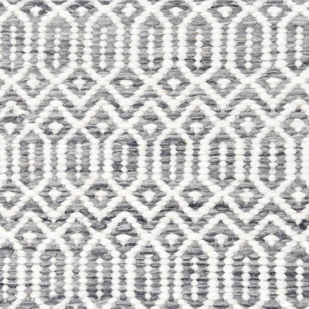 Carys Diamond Patterned Rug - Slate Grey, Wool