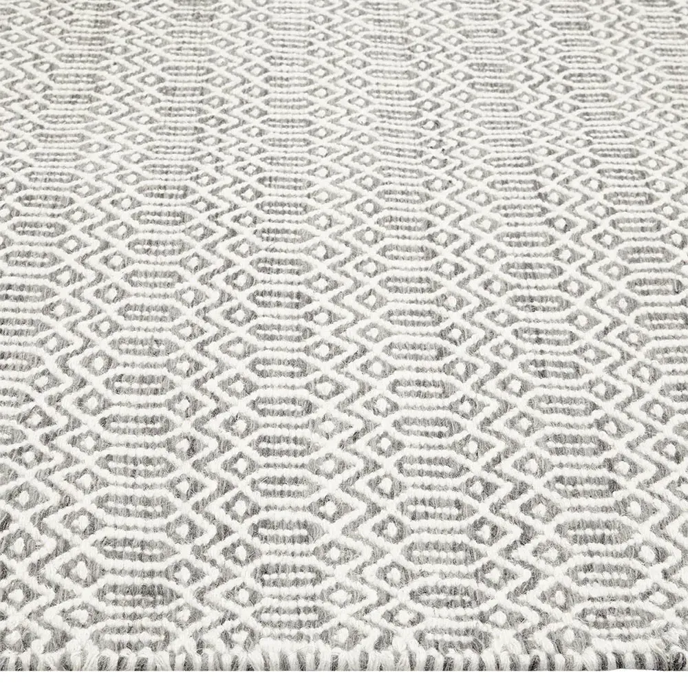 Carys Diamond Patterned Rug - Slate Grey, Wool