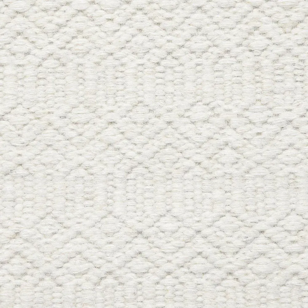 Carys Diamond Patterned Rug - White, Wool