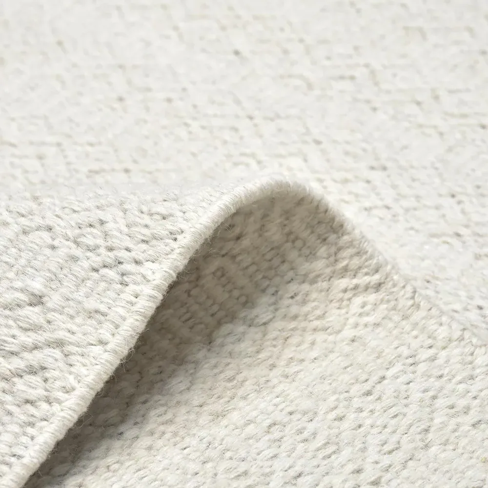 Carys Diamond Patterned Rug - White, Wool