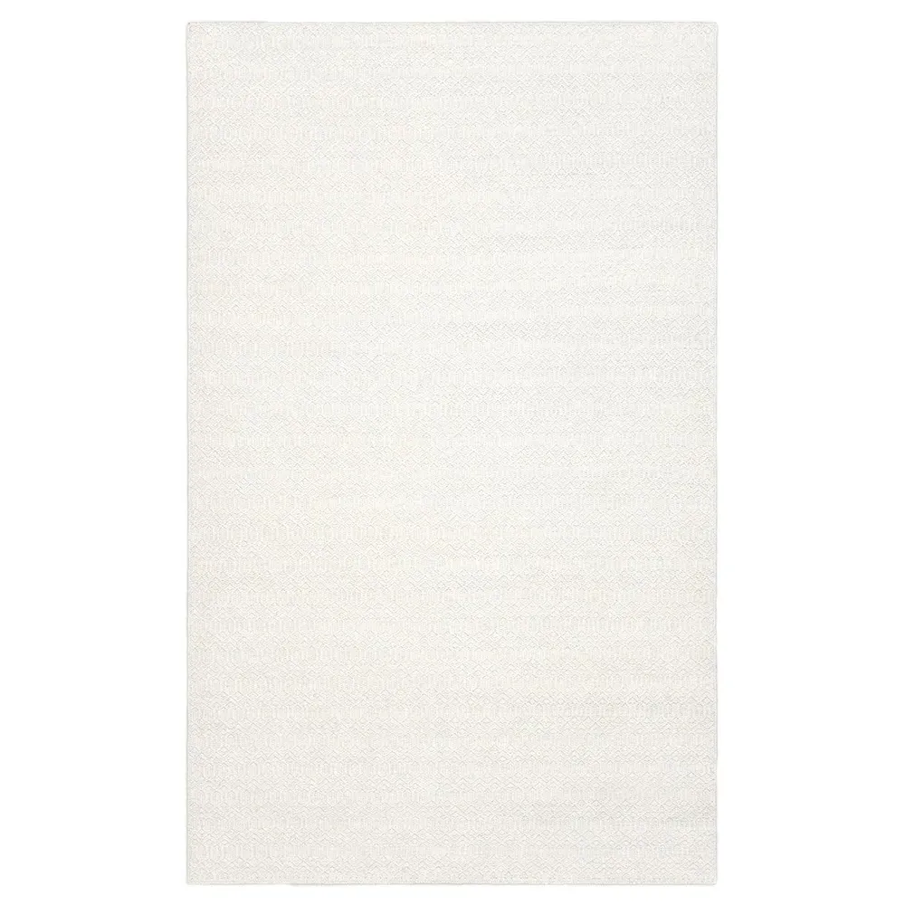 Carys Diamond Patterned Rug - White, Wool