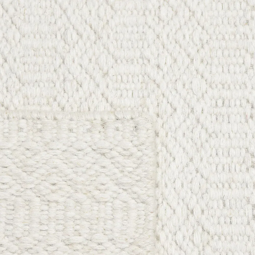 Carys Diamond Patterned Rug - White, Wool