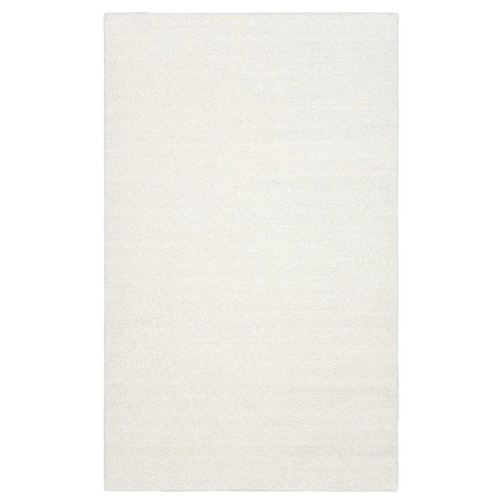 Carys Diamond Patterned Rug - White, Wool