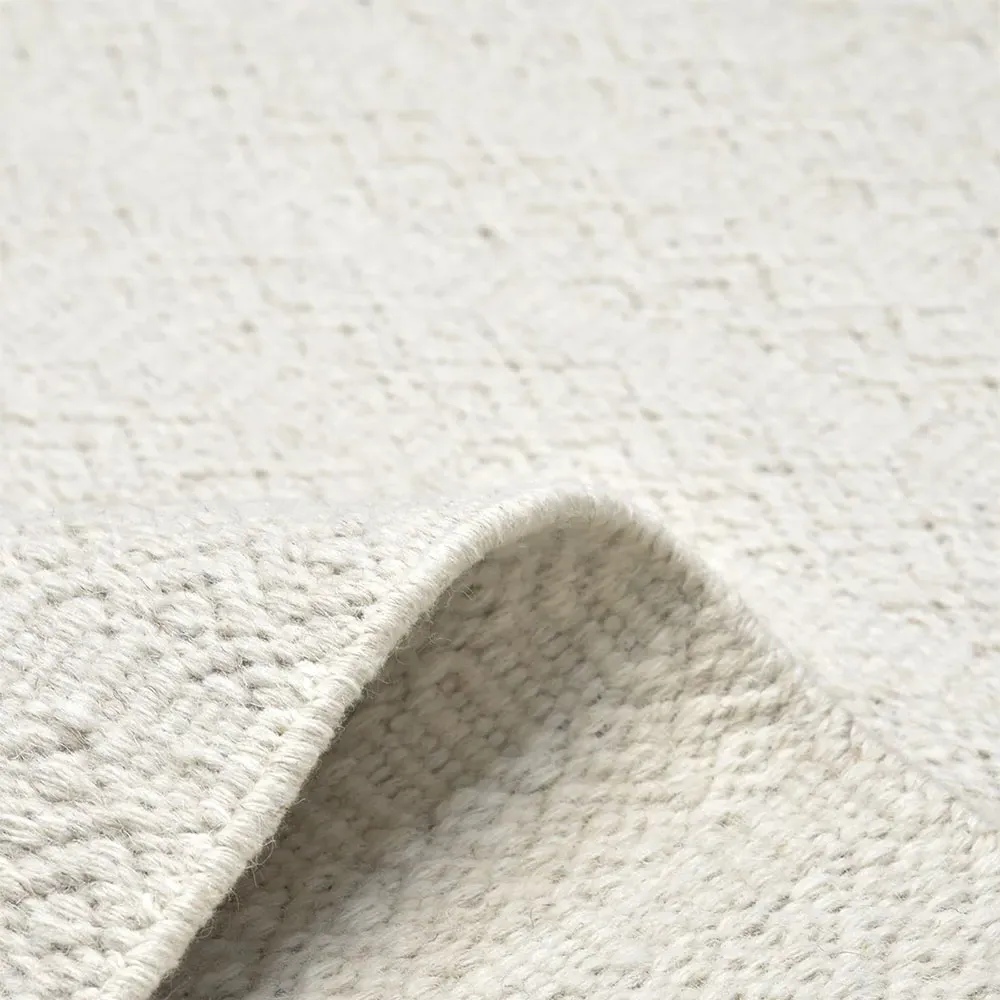 Carys Diamond Patterned Rug - White, Wool