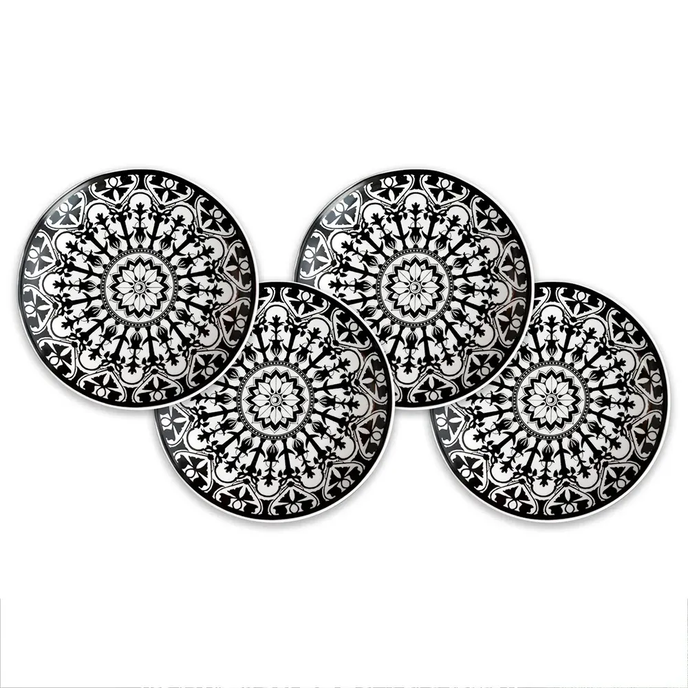 Casablanca Canape Plate Set of 4 - Black, Porcelain