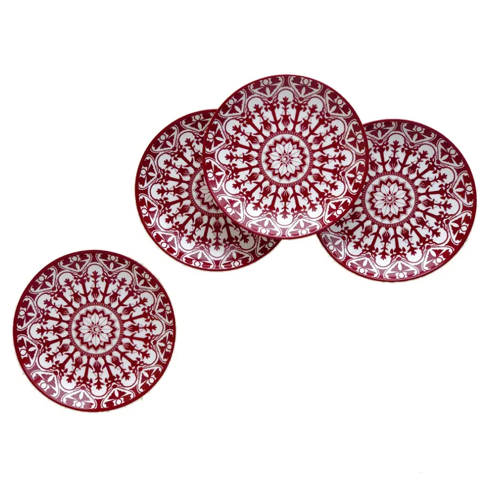 Casablanca Canape Plate Set of 4 - Crimson, Porcelain