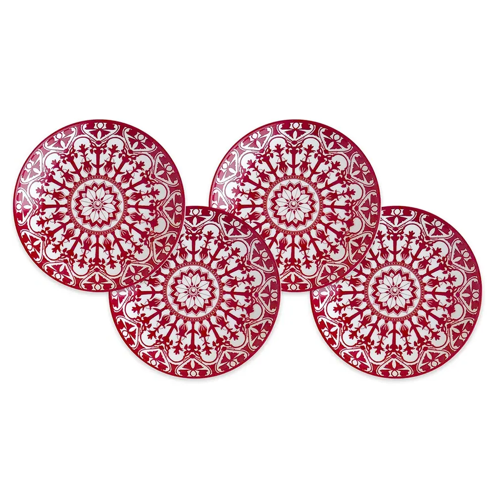 Casablanca Canape Plate Set of 4 - Crimson, Porcelain