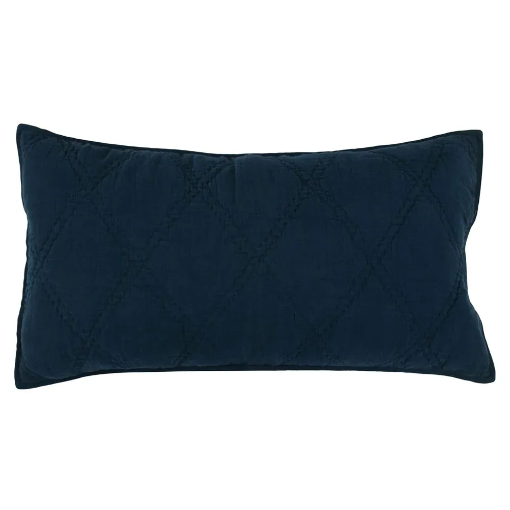 Casen King Linen Sham - Midnight Blue