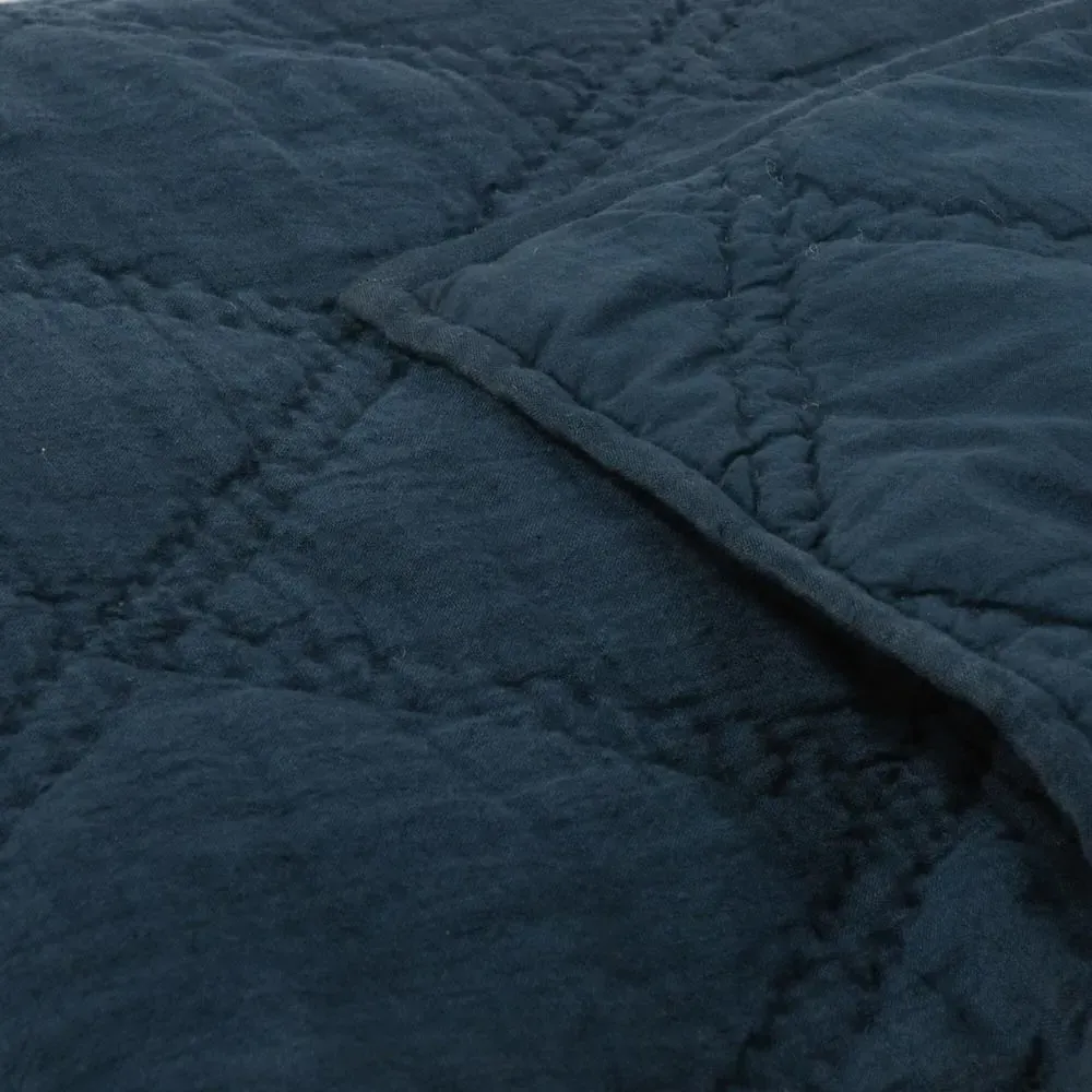 Casen Queen Size Quilt - Midnight Blue, Linen
