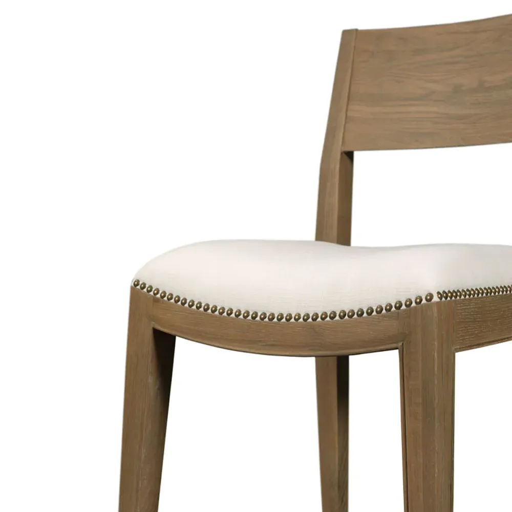 Cashiers Counter Stool with Nailhead Trim - White, Wood