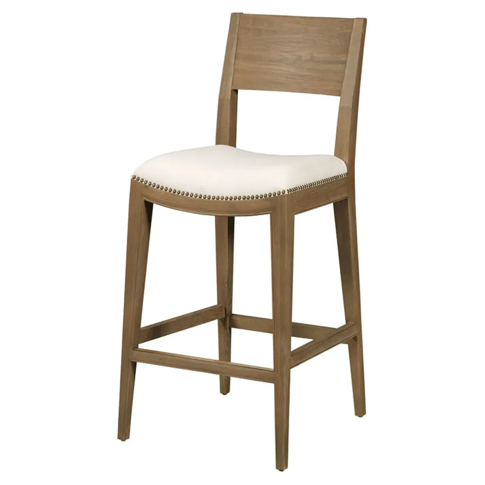 Cashiers Counter Stool with Nailhead Trim - White, Wood image