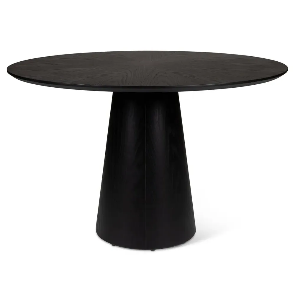 Caspar Round Pedestal Dining Table - Black, Oak