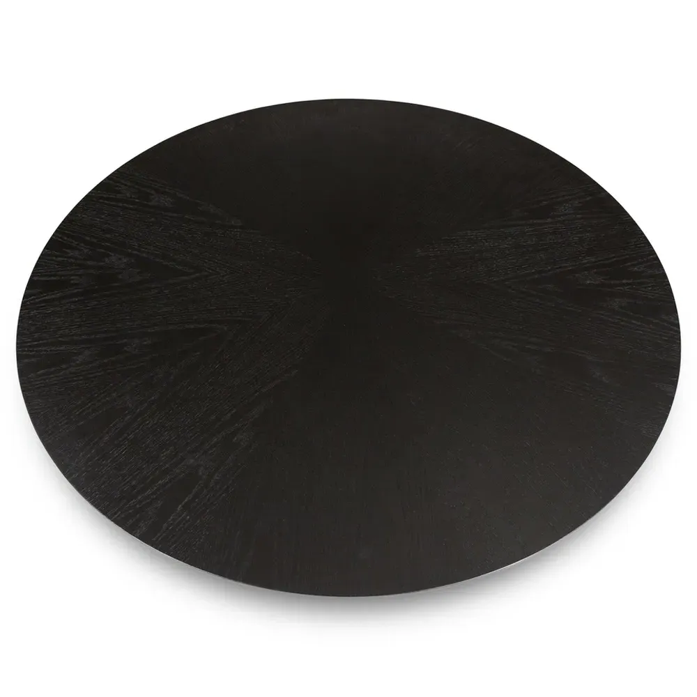 Caspar Round Pedestal Dining Table - Black, Oak
